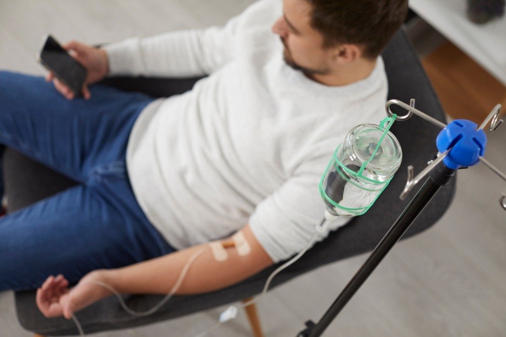 Man receiving mobile IV therapy in Tampa Bay